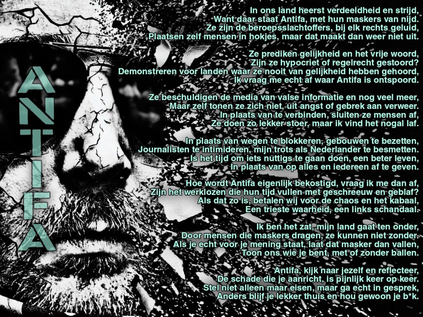 Tekst over het omgaan met angst en psychische strijd in het donker. gedicht,