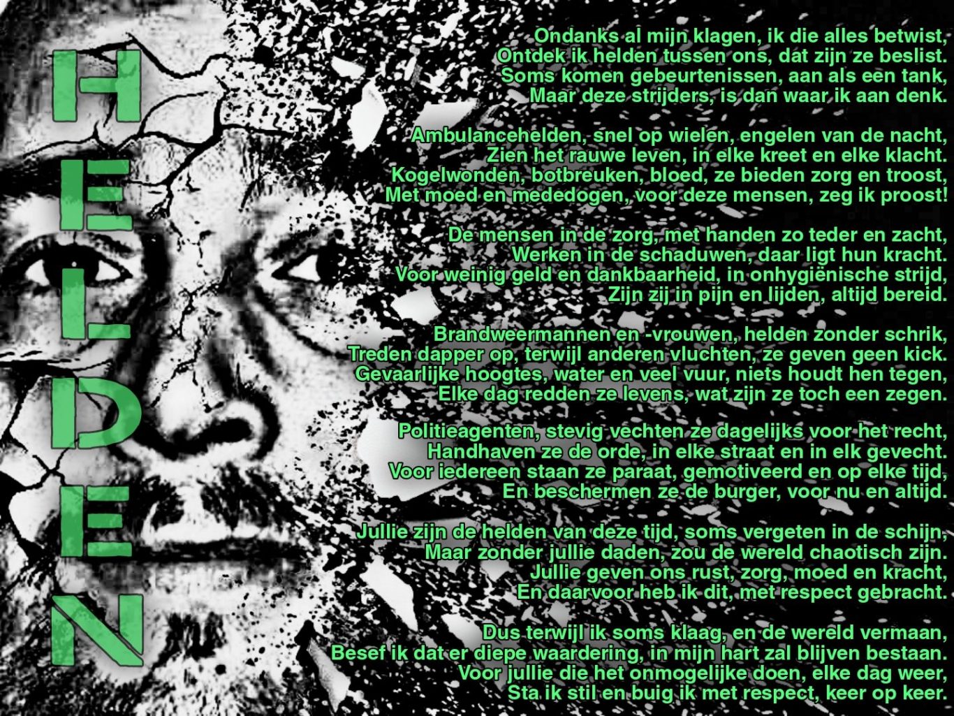 Tekst over het omgaan met angst en psychische strijd in het donker. gedicht,