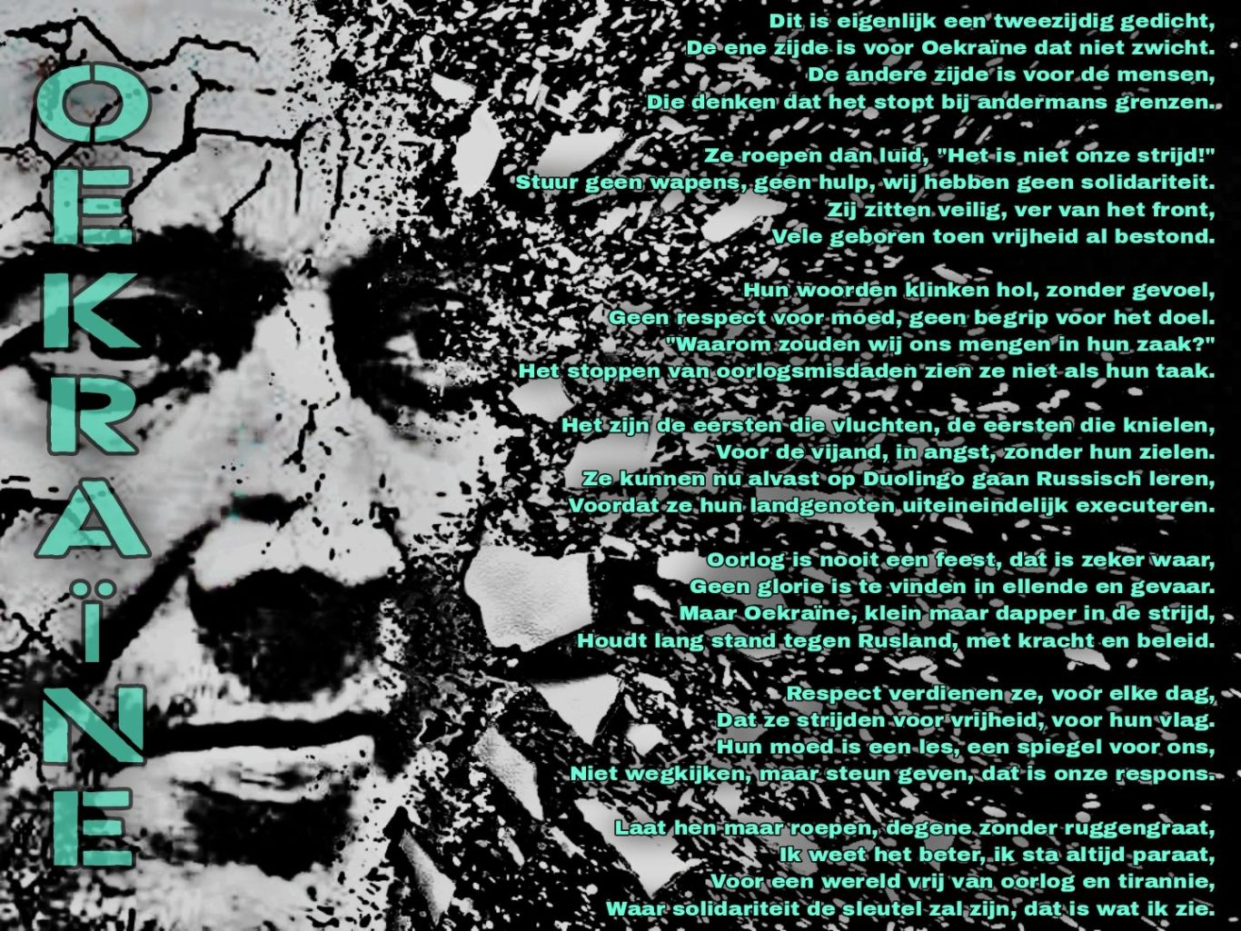 Tekst over het omgaan met angst en psychische strijd in het donker. gedicht,