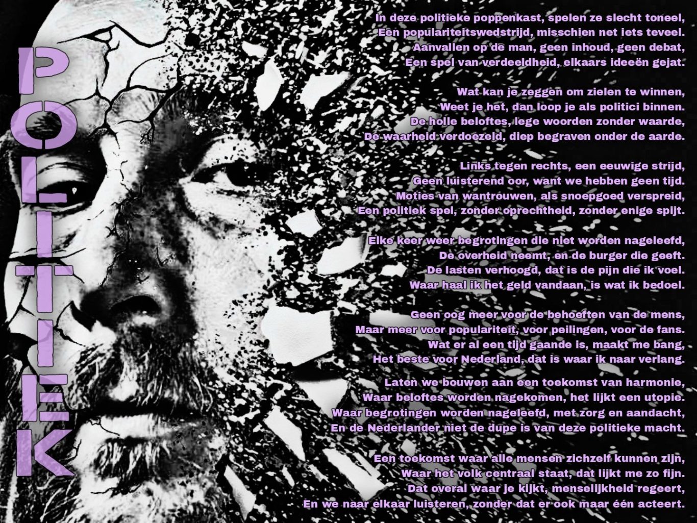 Tekst over het omgaan met angst en psychische strijd in het donker. gedicht,